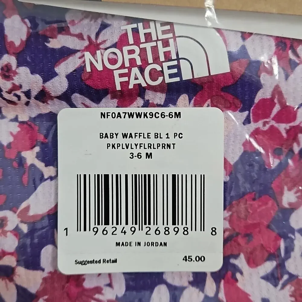 The North Face Baby Waffle Base Layer One‎ Piece Coverall Purple Floral 3-6 M